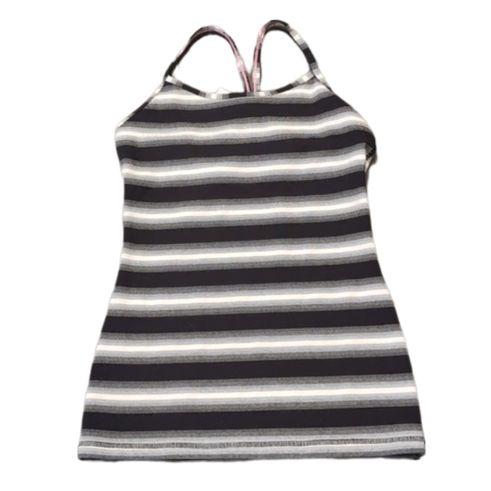 💠 IVIVVA Lululemon Striped Racerback Tank Top Active Athletic Black Girls 12